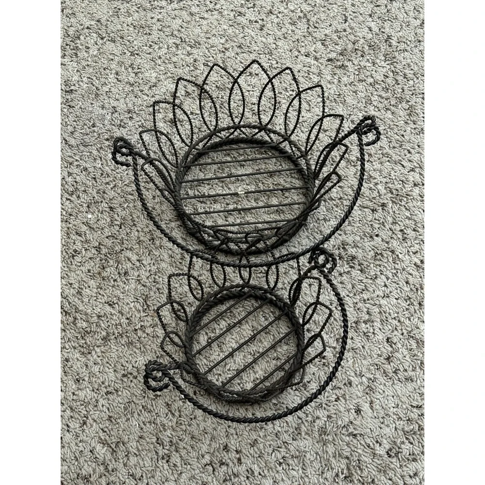 Black‎ Metal Baskets With Handles Set Of 2